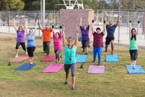 Group of Adults Exercising Outside